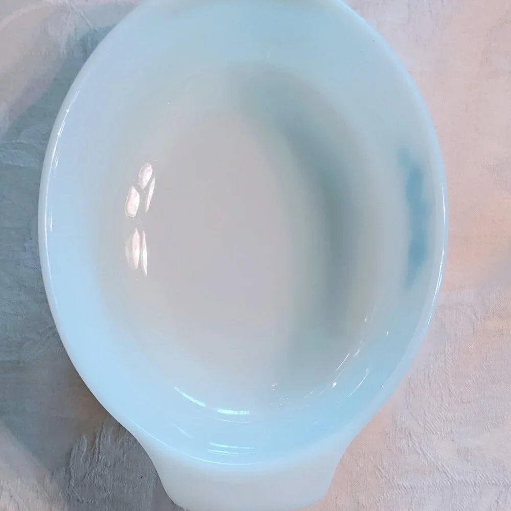 VTG Anchor Hocking Fire King Casserole Dish w/ Lid #433 Blue Flower